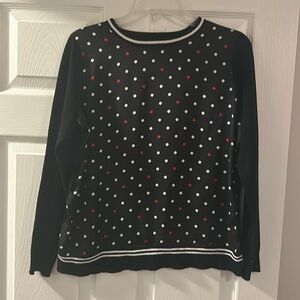 Great sweater for Valentine’s Day! Black with red hearts